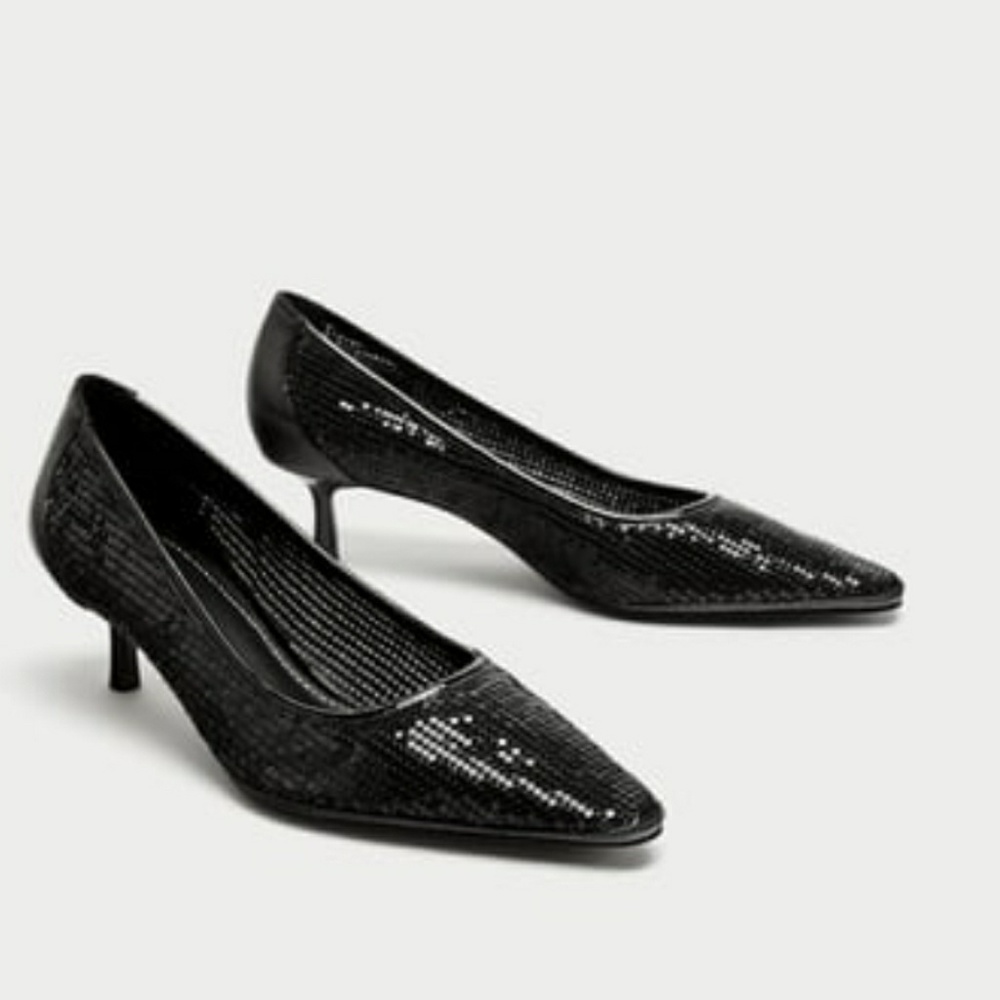 Zara Black Metal Mesh Pumps
